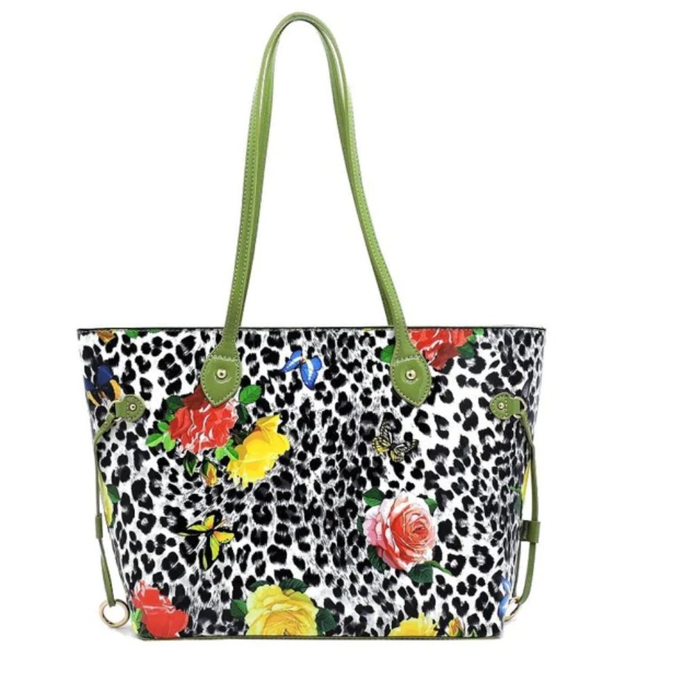 Hailey Vegan Leather Shopper with Flower Detail